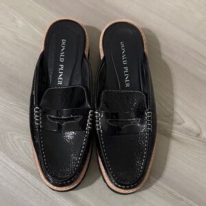 Donald J. Pliner Black and Tan Slip-On Loafers
